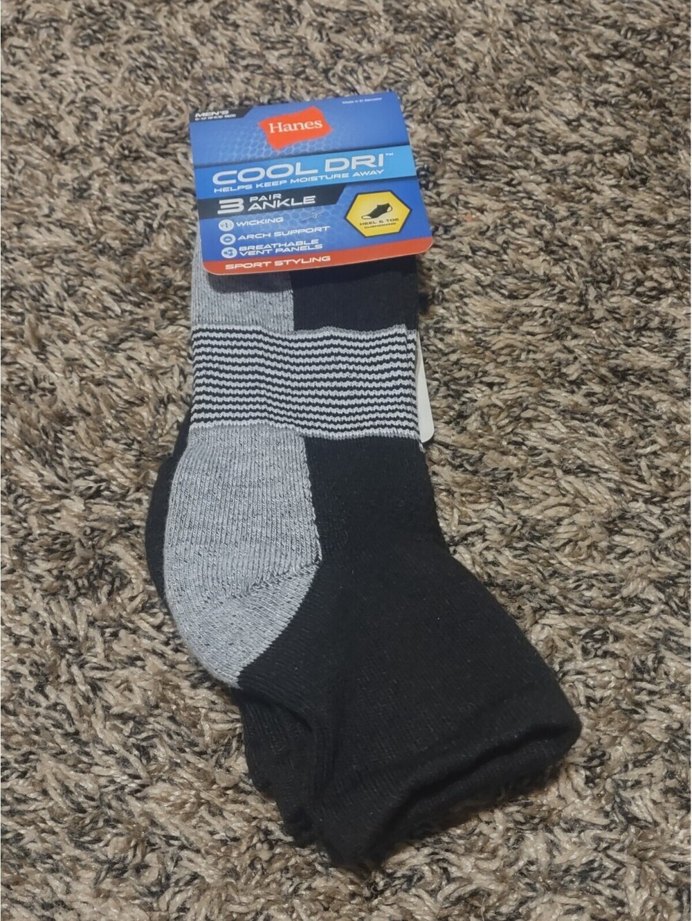 Hanes Cool-dri Ankle Socks 3 Pairs